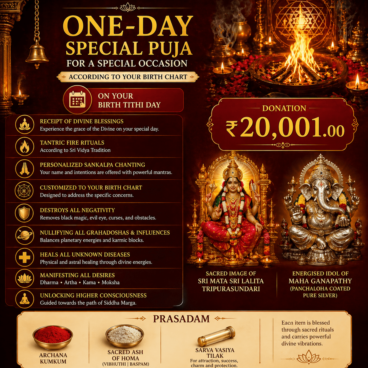 One-Day Personalized Special Pūjā